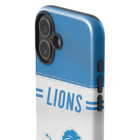 NFL Detroit Lions White Striped iPhone 16 Plus Impact Case
